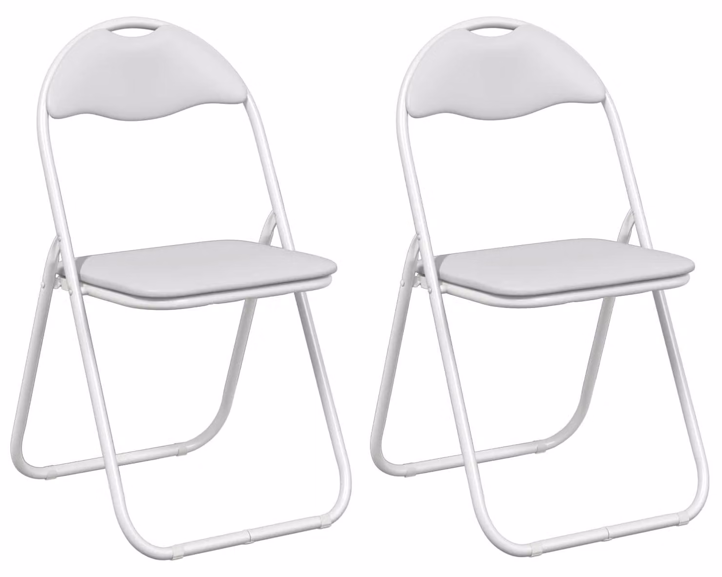 Set di 2 sedie pieghevoli da pranzo, colore bianco e grigio