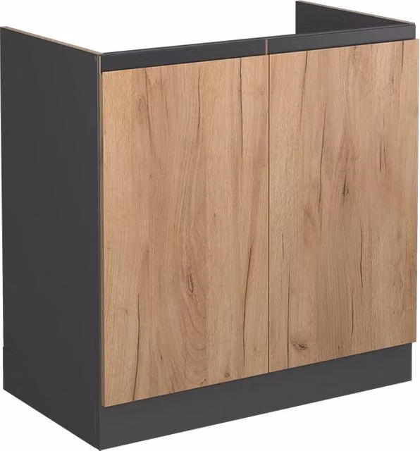 Mobiletto base per lavello Vicco R-Line Rovere e Antracite, L: 80 cm