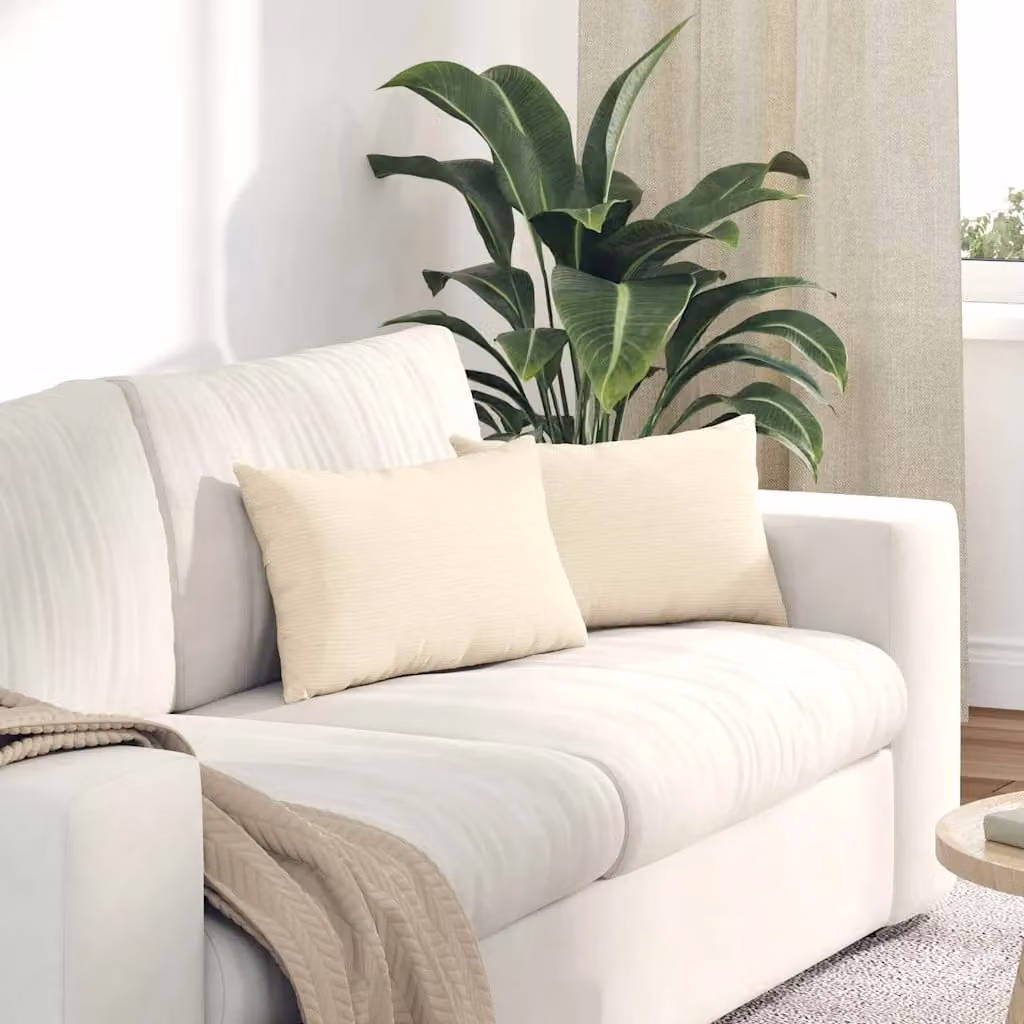 Set di 2 cuscini da divano vidaXL in tessuto a coste beige, forma rettangolare, L 50 cm x P 30 cm