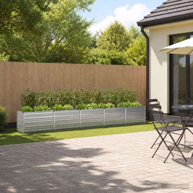 Letto rialzato da giardino vidaXL in acciaio zincato Argento L: 400 cm, P: 40 cm, H: 55 cm