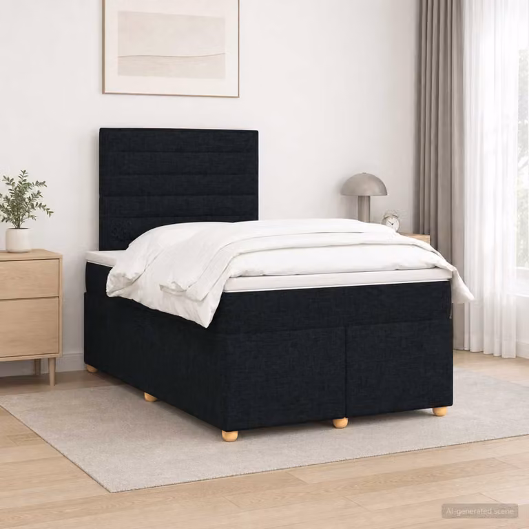 Letto box spring con materasso ibrido vidaXL in tessuto nero L/P: 120 x 200 cm