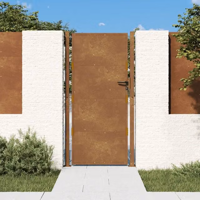 Cancello singolo da giardino vidaXL in acciaio color marrone L: 110 cm, H: 175 cm – 1