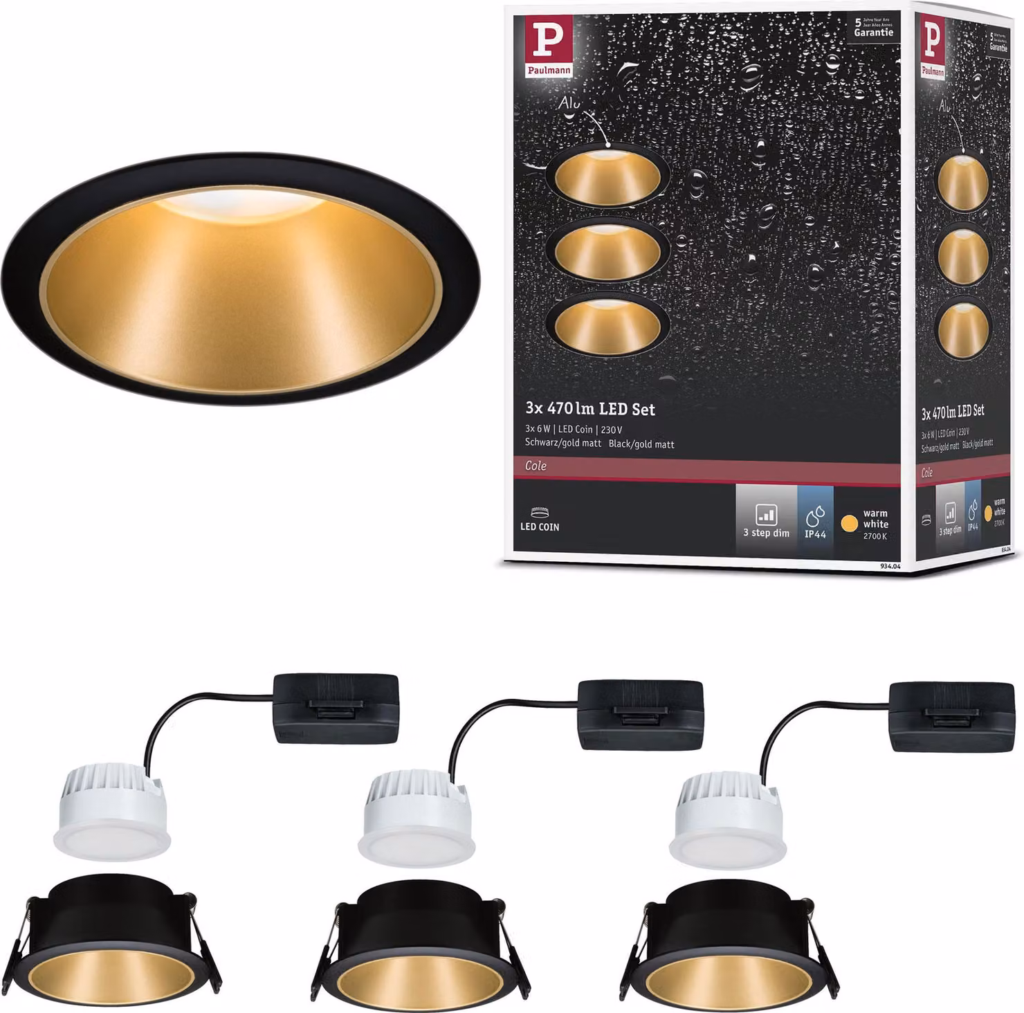 Paulmann Luce da incasso LED Cole set da 3