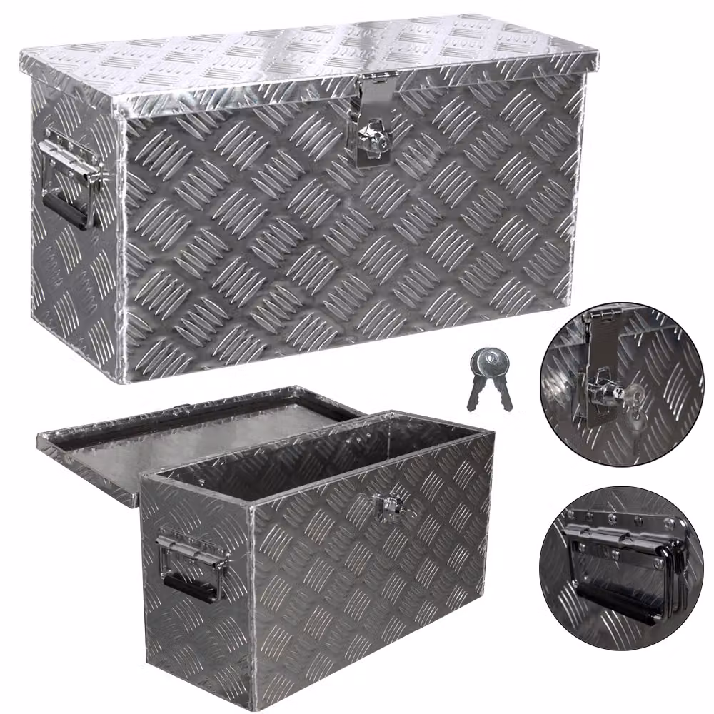 trucky Truckbox, cassone in alluminio per timone, cassone per rimorchio in 15 misure, cassetta degli attrezzi con serratura e chiave, robusta e impermeabile, modello: D040 (59 x 25 x 31 cm)