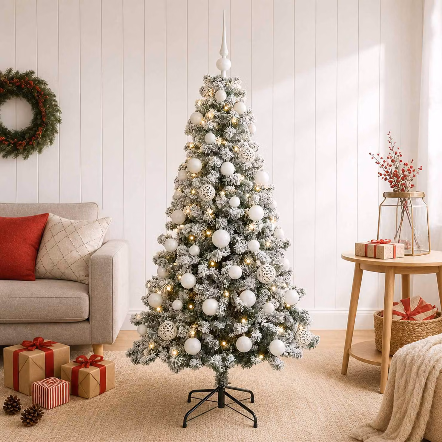 vidaXL Albero di Natale Artificiale con Palline 120 cm 150 LED