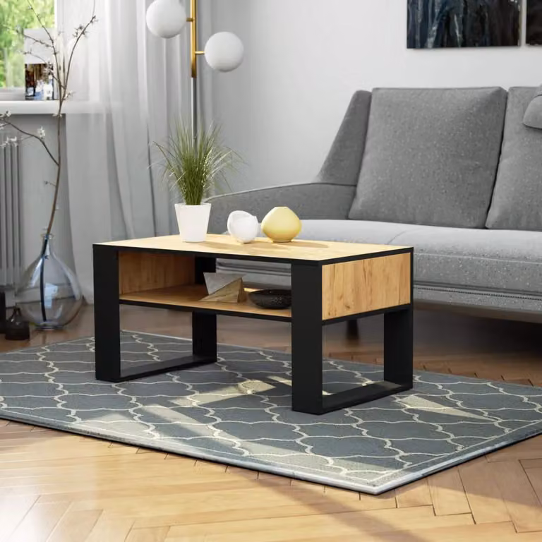 Tavolino TYVREN - rovere craft / nero