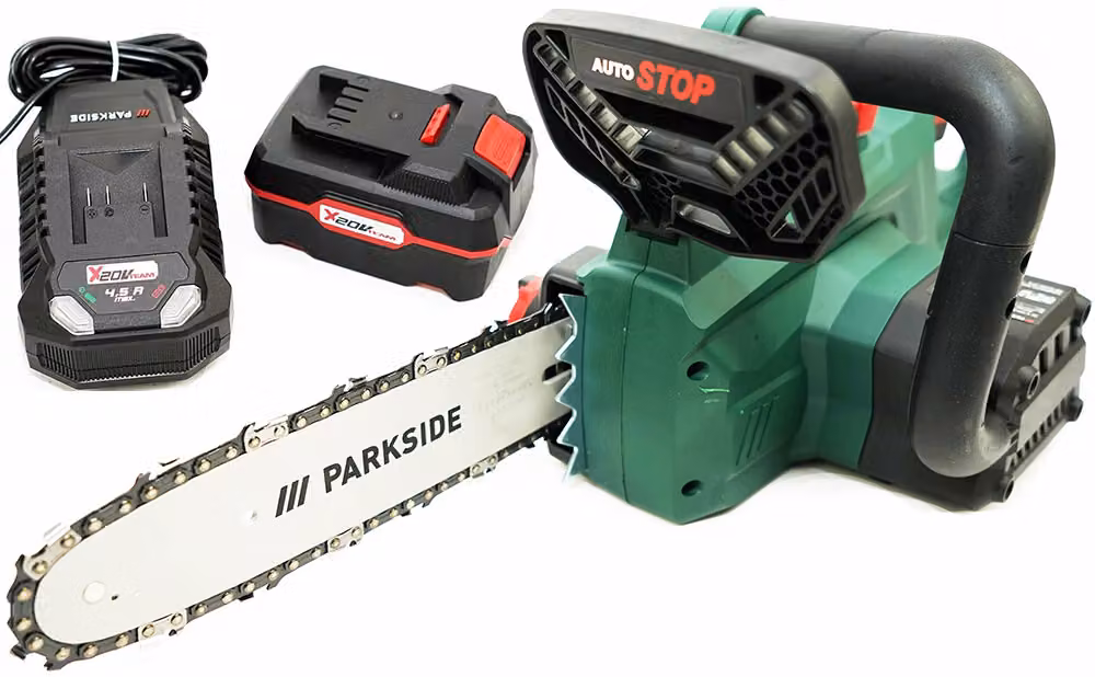 PARKSIDE® 20 V Sega a catena a batteria PKSA 20-Li / incl. batteria (4 Ah) e caricabatteria (4,5 A)