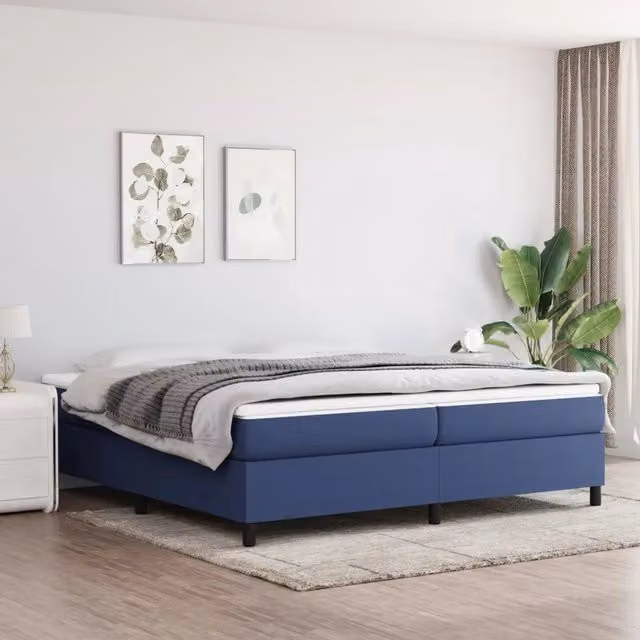 Letto Ibrido vidaXL con Materasso Blu e Bianco in Tessuto L/P/H: 200 x 200 x 35 cm – 1