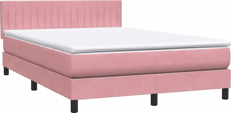 Giroletto a Molle con Materasso Rosa 160x210 cm in Velluto