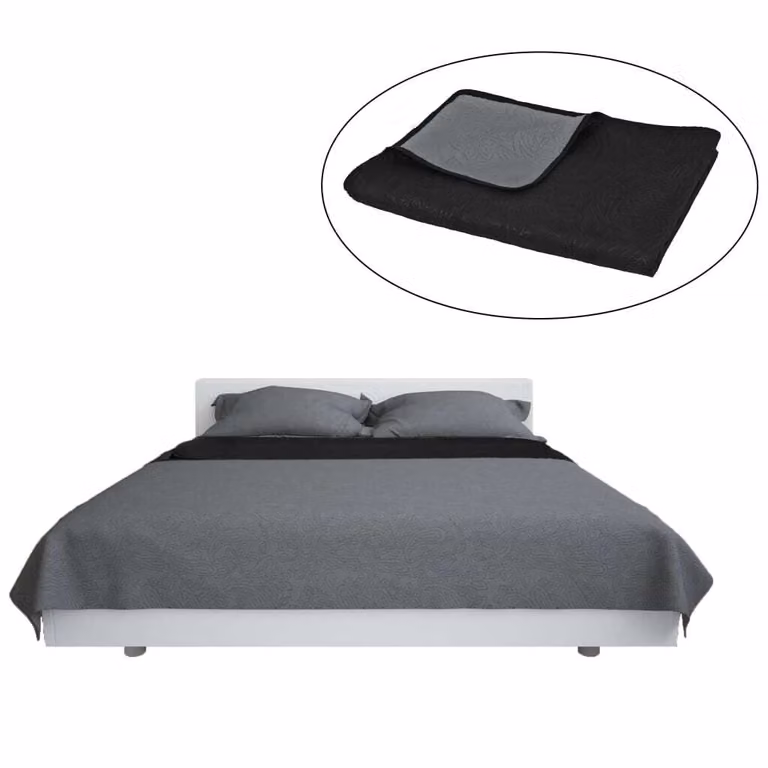 Copriletto trapuntato double-face 220 x 240 cm grigio e nero