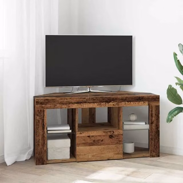 Mobile TV LED Angolare 100 x 40 x 50 cm Legno vecchio 889803