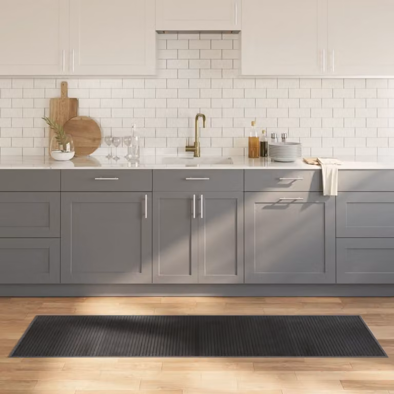 Tappeto rettangolare moderno vidaXL in bambù e polipropilene grigio, L: 60 cm, P: 200 cm