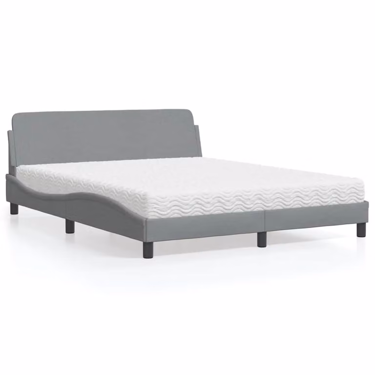 Letto con Materasso Dover vidaXL Grigio Chiaro e Bianco L/P/H: 218 x 160 x 74,5 cm