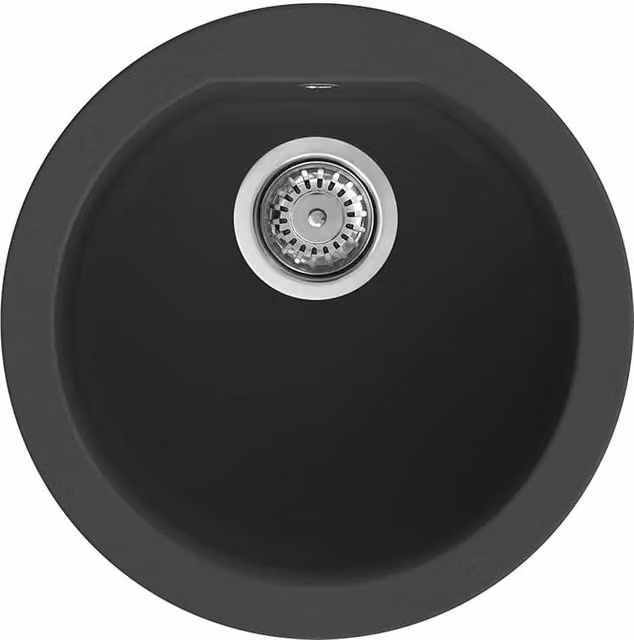 Lavello tondo da incasso Elleci Fox Round in Granitek nero LGFROU40