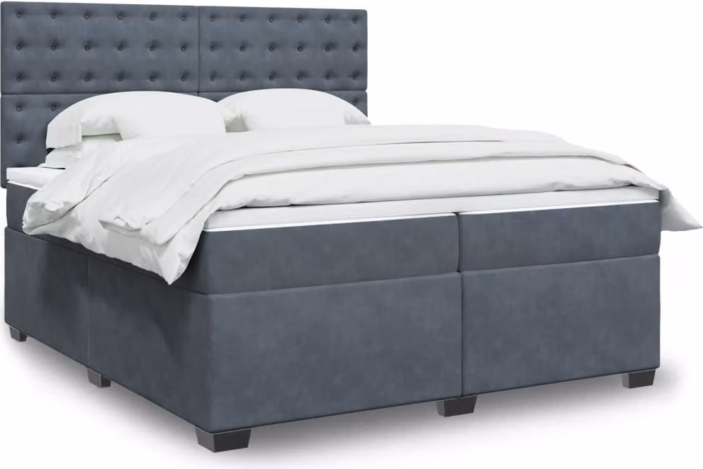 Maison Exclusive - Giroletto a Molle con Materasso Grigio Scuro 200x200 cm Velluto