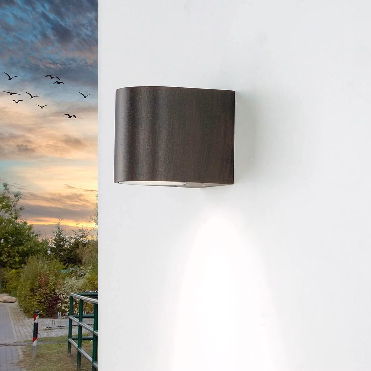 Lampada da parete GU10, finitura marrone anticata, grado di protezione IP44, larghezza: 6,8 cm, faretto, per uso esterno