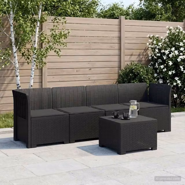 Divano da Giardino a 4 Posti con Cuscini in Stile Rattan PP 3443855