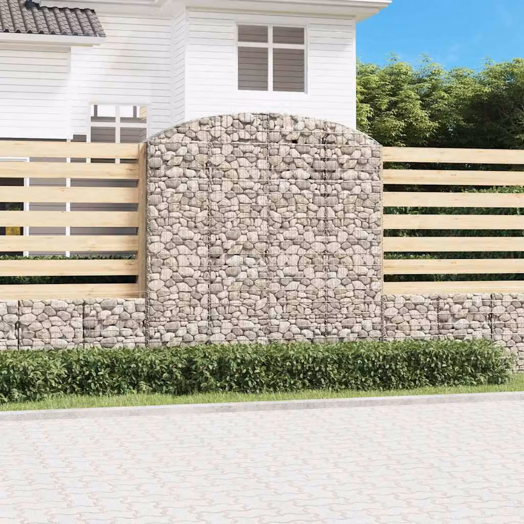 Cesto Gabbione ad Arco vidaXL in Acciaio Zincato Grigio L/P/H: 200 x 50 x 200/220 cm
