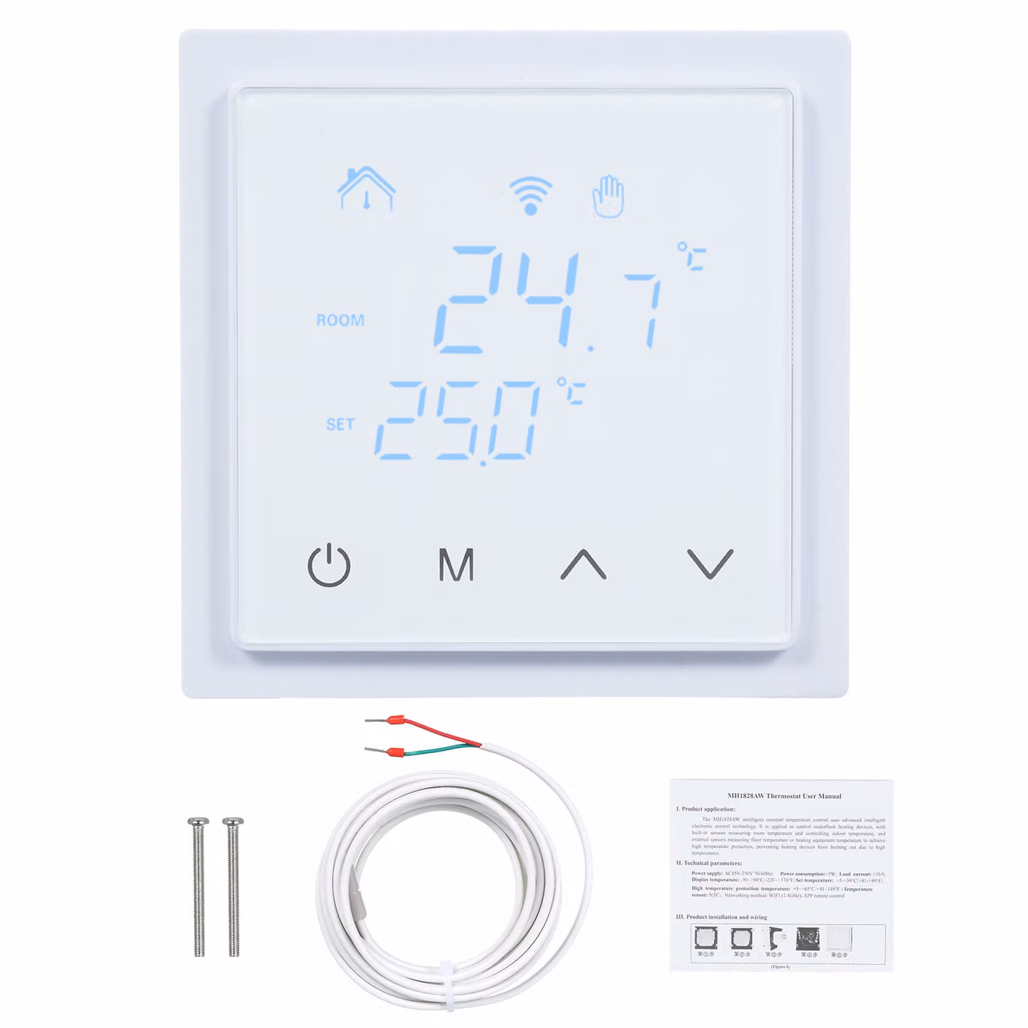 Termostato, regolatore di temperatura intelligente, regolatore di temperatura dell'esposizione digitale, regolatore di temperatura, termostato multifunzionale, termostato di riscaldamento elettrico del pavimento, termostato astuto