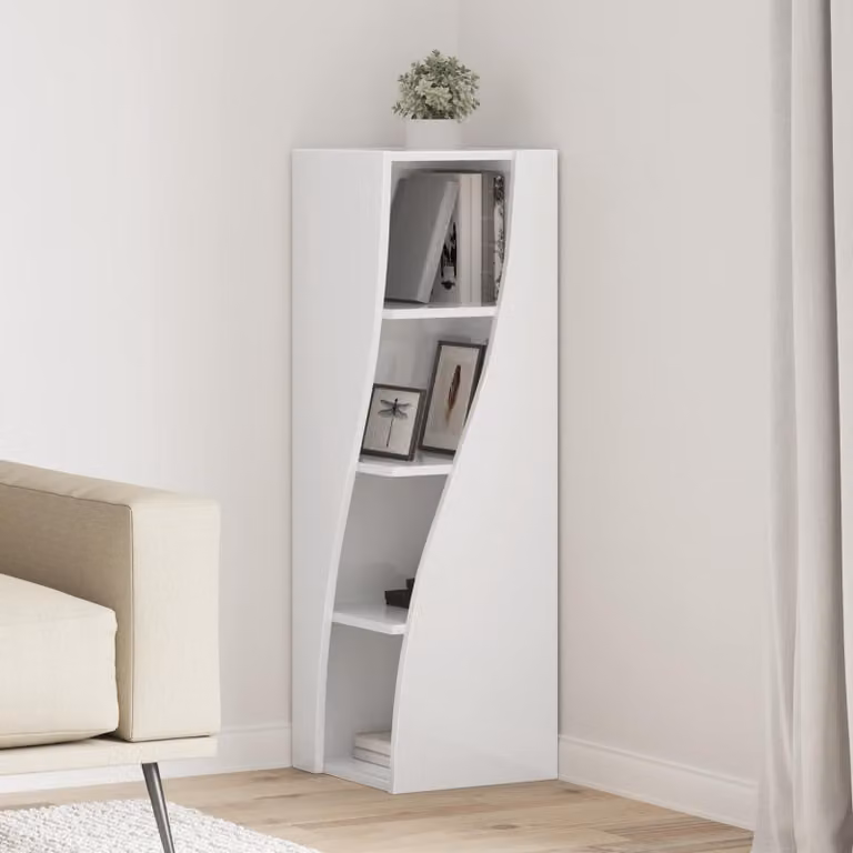 Mobile angolare vidaXL in legno MDF bianco lucido L/P/H: 32 x 32 x 102 cm