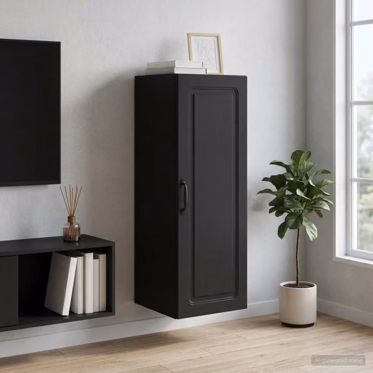 vidaXL Mobiletto a muro in legno MDF nero con ripiani regolabili L: 33 cm, P: 34,5 cm, H: 90 cm