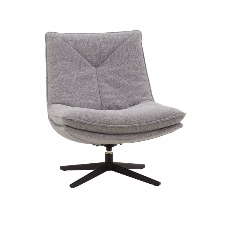 Poltrona girevole BRIKELL in tessuto grigio e base in metallo nero
