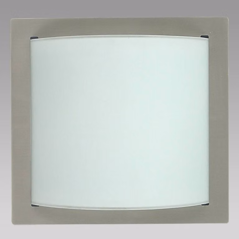 Plafoniera WOX, 2 attacchi E27/40W, finitura nickel satinato, L: 350, H: 350, dimmerabile