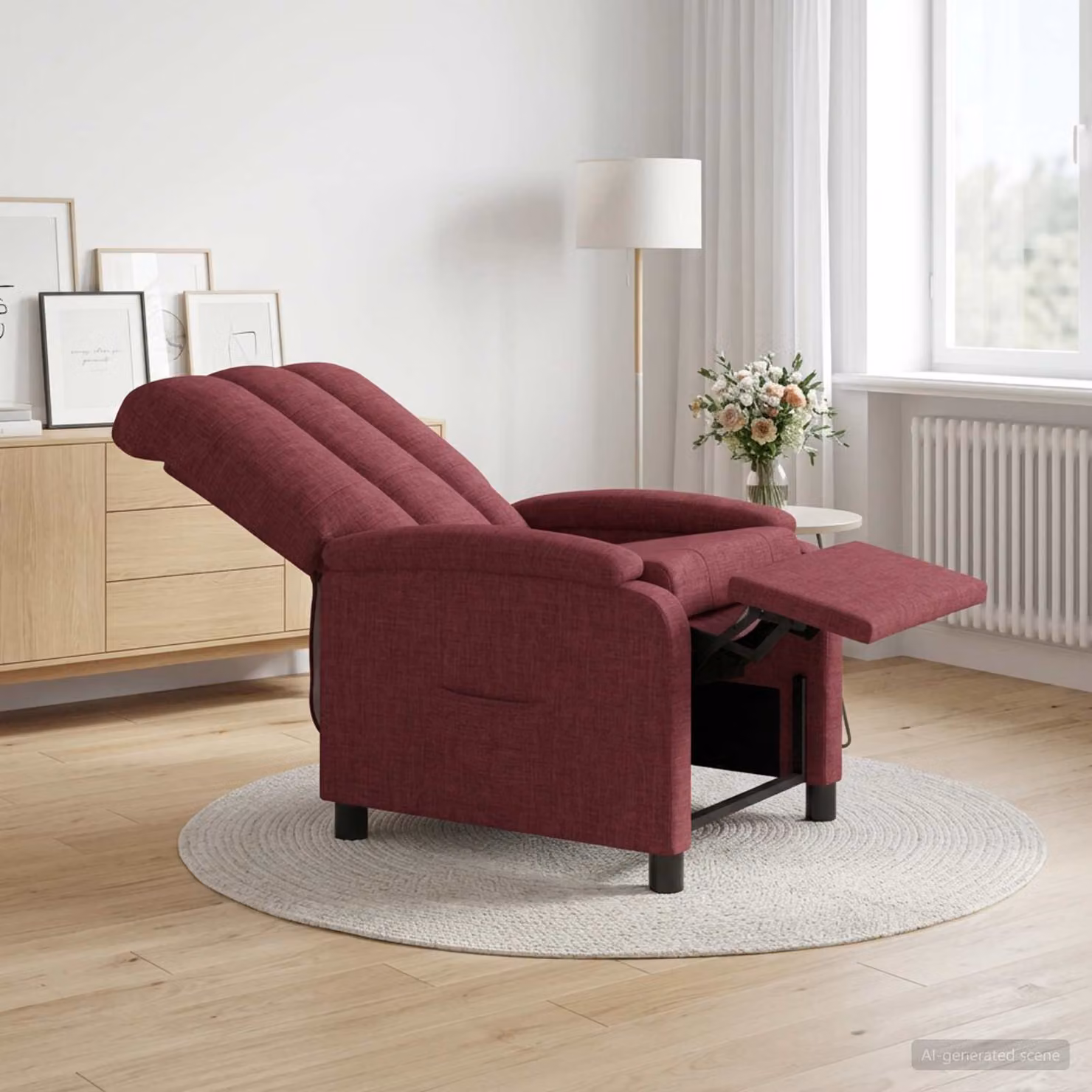Poltrona reclinabile relax vidaXL in tessuto rosso per soggiorno e ufficio in casa