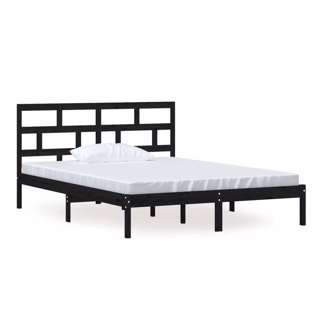 Letto King vidaXL in legno massello di pino nero L: 150 cm, P: 200 cm – 2