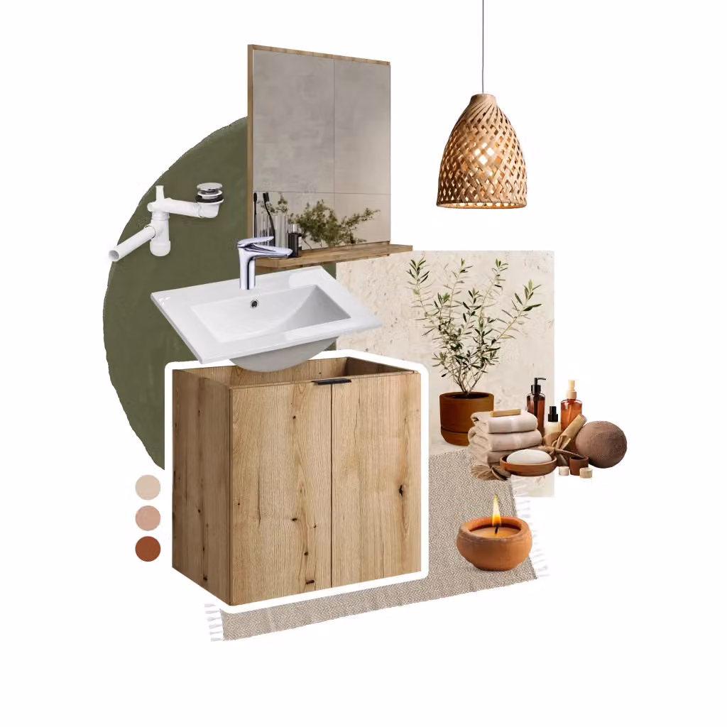 Set mobili bagno Dance Nova Oak con lavabo, finitura rovere marrone opaco, L: 50 cm, P: 40 cm – 2