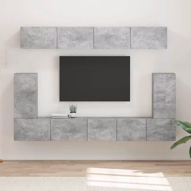 Set mobile TV 5 pz Grigio cemento Legno ingegnerizzato 3409090