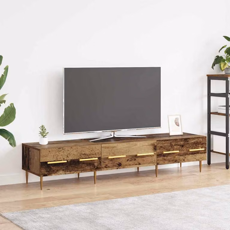 Mobile TV moderno vidaXL in legno e metallo, colore marrone, L 150 x P 36 x H 30 cm