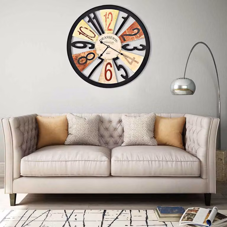 vidaXL Orologio da Parete Analogico in Metallo con Design Vintage e Astratto, Multicolore, Diametro: 60 cm
