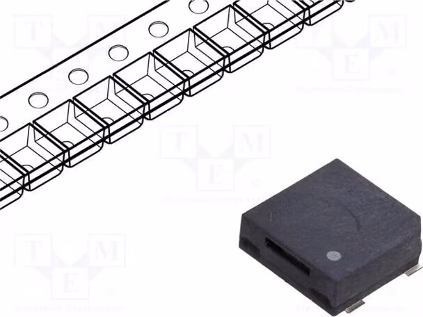 1x Sensore acustico: trasmettitore di segnali elettromagnetici a 2830 Hz, montaggio superficiale (SMD), 80 mA, modello LD-BZEL-T38-1003, marca El