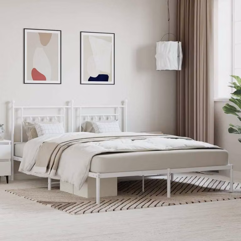 vidaXL Struttura letto con testata in metallo bianco 183x213 cm - Struttura letto - Cornici letto - Struttura letto - Letto