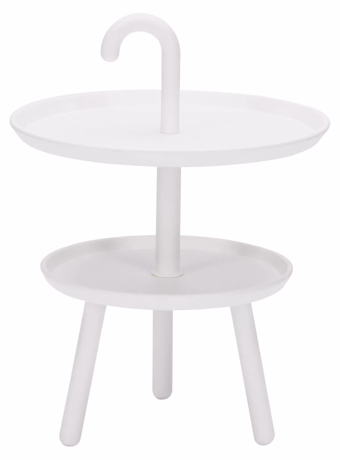 Tavolino da Giardino Ø41x55 cm 2 Ripiani in Polipropilene Bianco