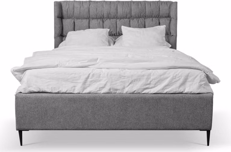 Grau Doppelbett Klassisches Schlafzimmermöbel Design Eleganter Stoff Bett