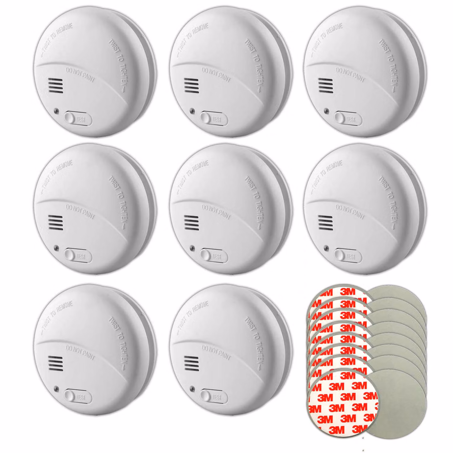 8 rilevatori di fumo da 85 dB, con batterie da 9 V e supporti magnetici inclusi