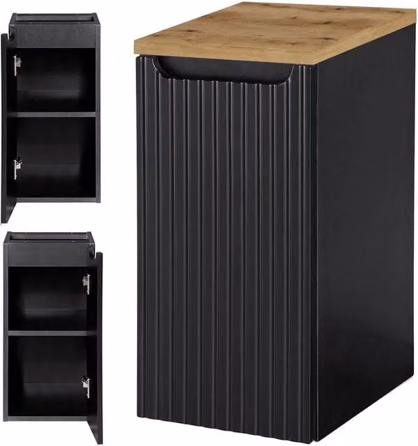 Armadietto Pensile NEWPORT en.casa con Anta e Ripiano Nero e Multicolore L: 59,5 cm, P: 40 cm, H: 30,4 cm