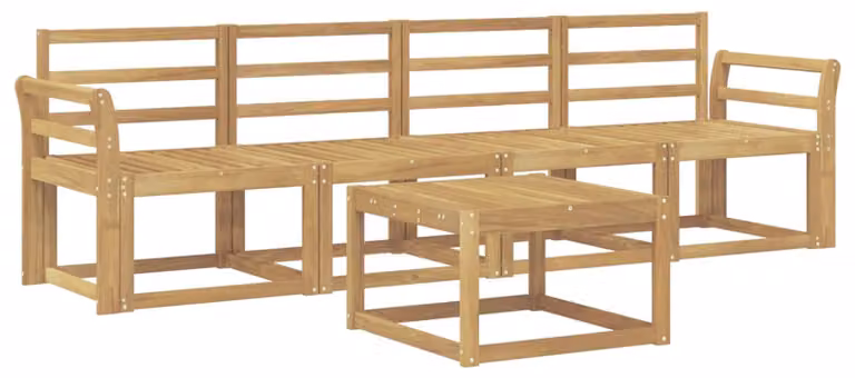 Set di divani da esterno, 5 pezzi, colore bianco, dimensioni 59 x 59 x 37 cm