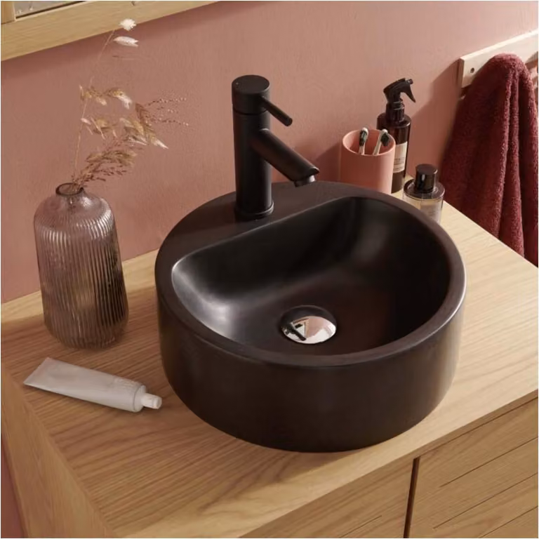 Lavabo da appoggio rotondo in resina Nori