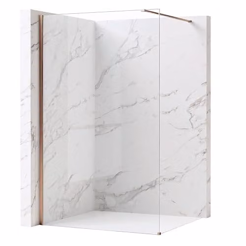 Rea - Parete Doccia Flexi Transparent 120 Vetro Trasparente Da 8 Mm, Rame Spazzolato, Walk-In 120X120X195Cm