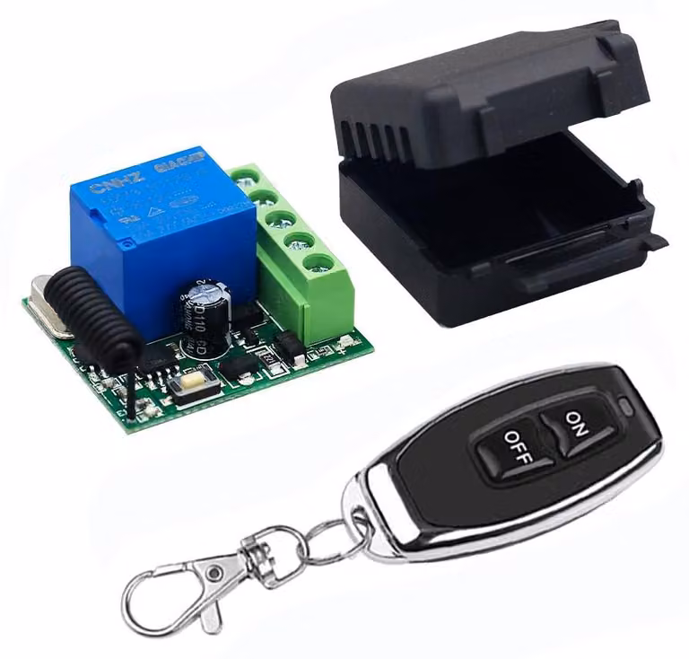Trasmettitore radio a 433 MHz, a 12V, con telecomando, per porte garage e motori