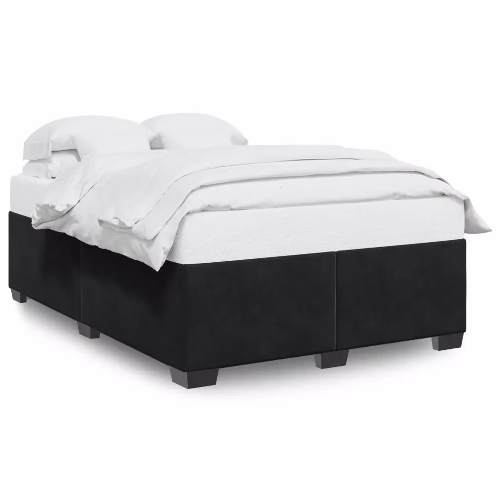 Giroletto vidaXL in Velluto Nero con Listelli in Legno L/P/H: 140 x 200 cm – 2