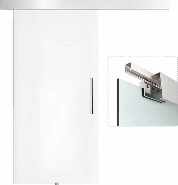 Porta scorrevole in vetro e alluminio Minimal bianca e trasparente L: 102,5 cm, H: 205 cm
