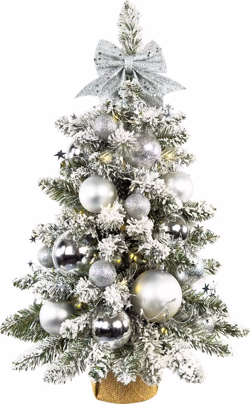 Albero di Natale artificiale decorato NATALE D'ARGENTO 60 cm con luce led in vaso