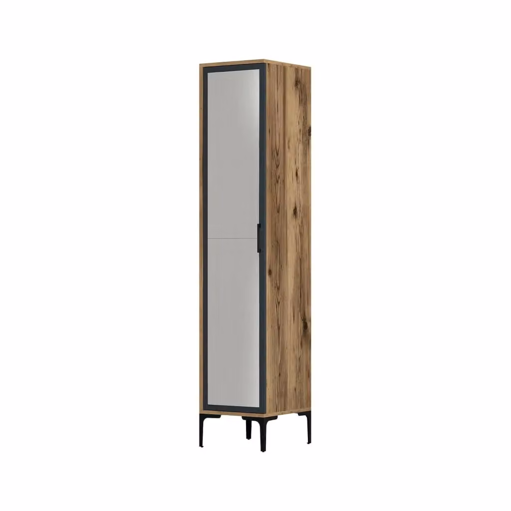 Armadio Multiuso Asfodelo DMORA con Anta e Appendiabiti, Marrone e Antracite, L: 40 cm, P: 48 cm, H: 201 cm – 2