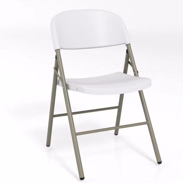 Set sedie 6 pieghevoli plastica metallo schienale commerciale portatile, Sedie pranzo interno esterno matrimonio festa portata 150kg Bianco