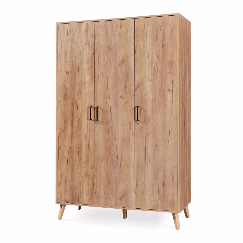 Armadio Guardaroba Norg en.casa con 3 Ante e 4 Scomparti, Colore Marrone, H 191 x L 120 x P 52 cm – 2