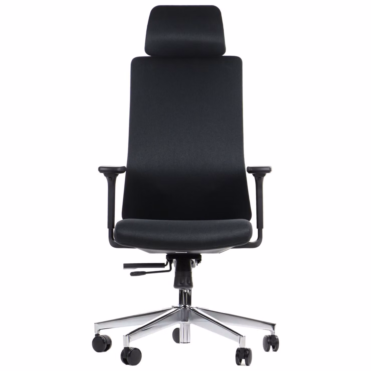 Sedia girevole ergonomica da ufficio AKCENT/F, base cromata, braccioli regolabili, seduta scorrevole (avanti-indietro), nera